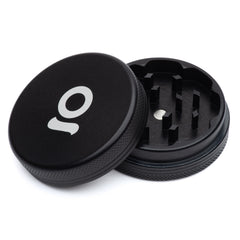 ONGROK 2-Piece Magnetic Grinder in black, lid resting open to show the teeth