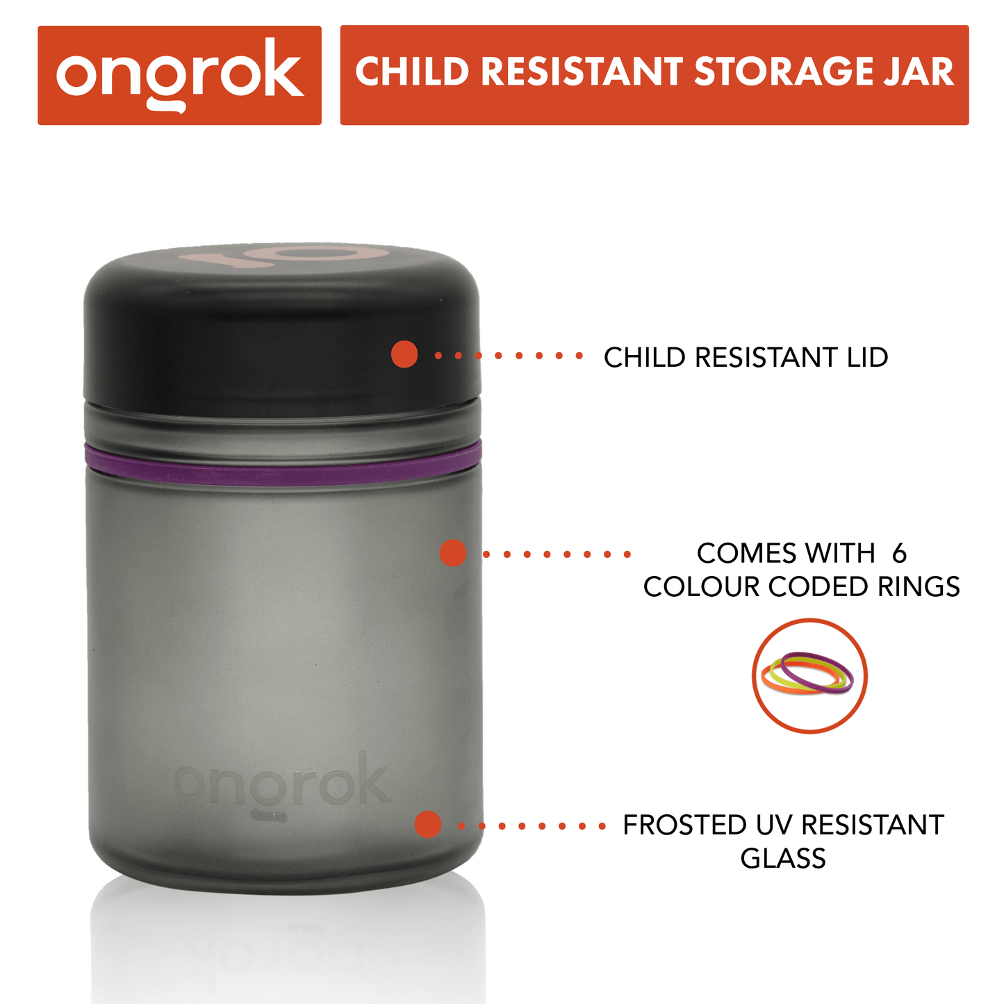 Child Resistant Glass Storage Jar - 2 pack (500ml)